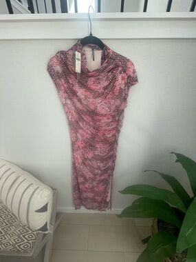 Anthropologie MAYA ruched cowl neck mesh edition NWT MEDIUM